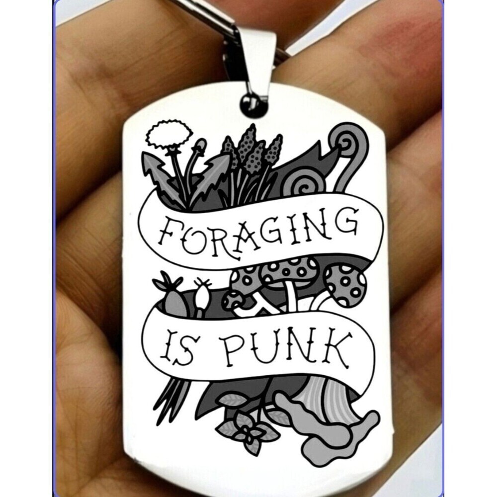Foraging Is Punk Hot Flower Art Cute Stainless Keychain Meme Handmade